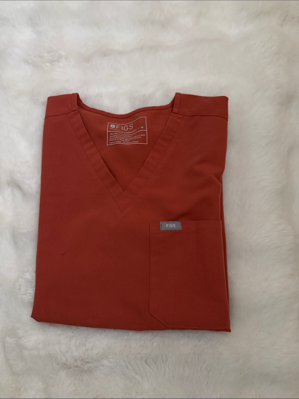 Figs V-Neck Scrub Top in Rust Orange